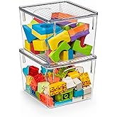 Sorbus Medium Clear Plastic Storage Bins with Lids, Clear Stackable Storage Bins, Clear Toy Storage Bins, Clothes, Medicine, Makeup, Closet, Art Supply, Bathroom, Shoe, Toy Storage Organizer (2 Pack)