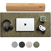 Nordik Large Felt Desk Mat – Timber Moss Green – 89 x 43 cm – Computer Desk Mat – Keyboard and Mouse Pad – Large Desktop Felt