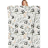 MIEPOS Panda and Bamboo Throw Blanket,50x60in,Soft,Lightweight Flannel,Floral Nature Blankets - Gifts for Kids Boys Girls & Animal Lovers,for Couch Office Travel,Home Living Room Decor