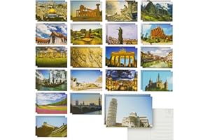 BEST PAPER GREETINGS Postcard Pack - Travel Postcards for Mailing - World Map Greeting Cards from Different Countries - 4 x 6 in, 40 Count, 20 Designs