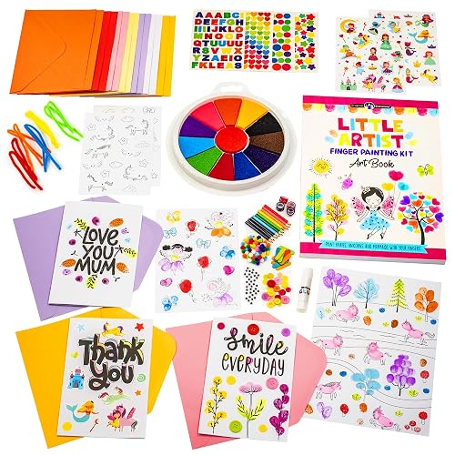 Original Stationery Little Artist Finger Painting Kit, Arts and Crafts for Kids 4-6 Kit with Over 60 Toddler Art Supplies, Gift-Ready Finger Paint Set