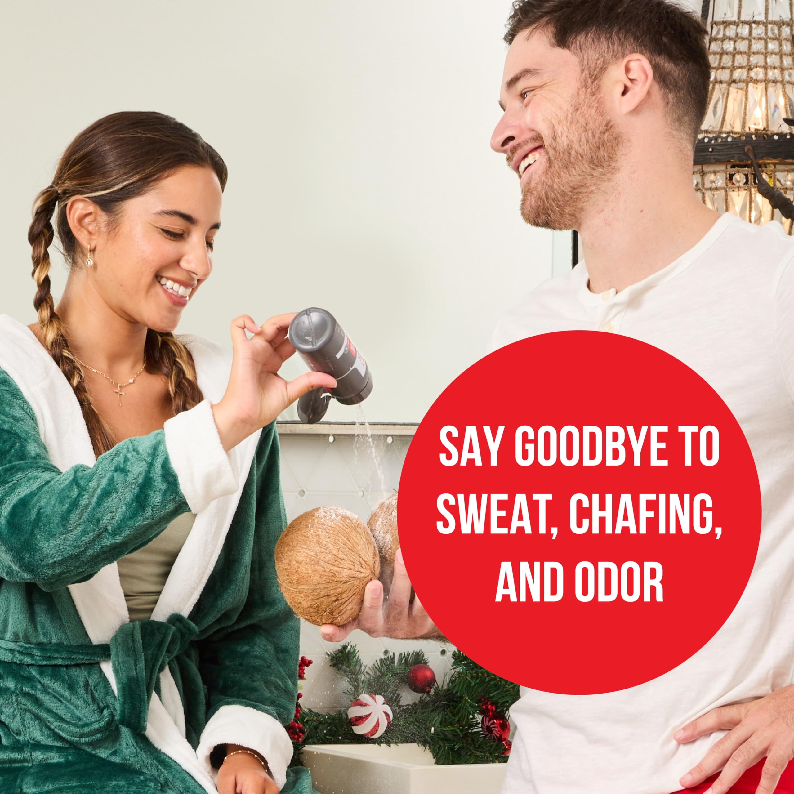 HAPPY NUTS Comfort Powder Deodorant For Men: Anti-Chafing Sweat Defense, Odor Control, Aluminum-Free, Perfect Stocking Stuffer Gift for Men's Private Parts 6 oz (1 Pack), Original Scent