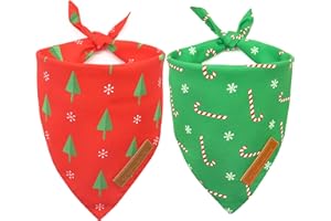 Realeaf Christmas Dog Bandanas 2 Pack, Reversible Red Green Xmas Dog Scarf for Boy and Girl, Premium Durable Fabric, Holiday Bandana for Small Medium Large and Extra Large Dogs (Large)