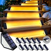 Solar Step Lights, Stair Lights Outdoor Waterproof Decor 12 Pack Warm White | 24 LEDs Step Lights for Outside, Porch, Front Door, Stair, Step, Deck, Fence, Balcony, Patio, Wall, Yard, Garden