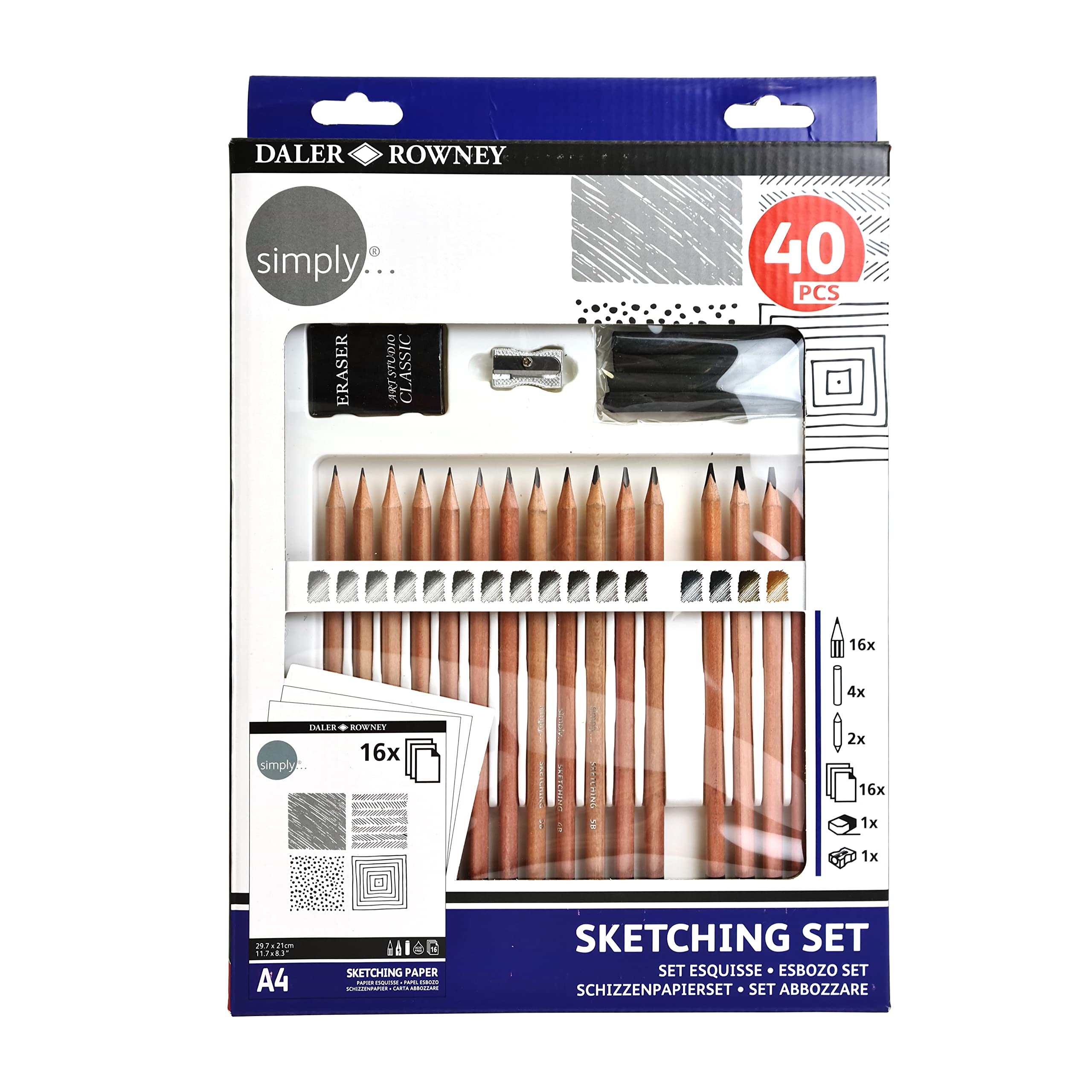 Daler-Rowney Simply Sketching Pencils, Technique Set, 40pcs