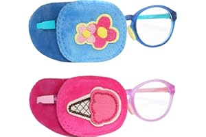 Astropic 2Pcs Eye Patches for Kids | Girls Eye Patch for Glasses | Medical Eye Patches for Children with Lazy Eye | Amblyopia Eye Patch for Toddlers to Cover Either Eye (Pink Icecream & Blue Flower)
