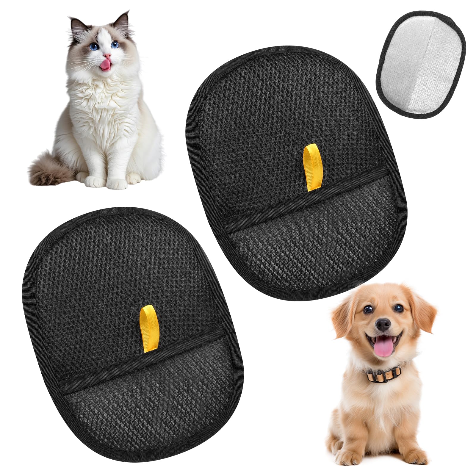 Photo 1 of Tucnoeu 2pcs Pet Hair Remover Glove, Electrostatic Pet Grooming Gloves, Double Sided Pets Hair Remover for Cats & Dogs, Black