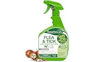 GoneNaturally Flea and Tick Spray for Cats & Home– Natural Flea and Tick Prevention for Cats– Bed Bug & Multi-Insect Killer– Scentless Plant-Based Formula Kills on Contact (16 oz)