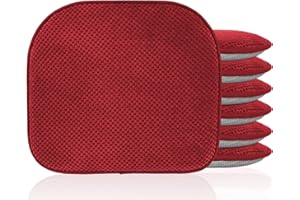 PRONOUS Memory Foam Chair Cushion Tufted U-Shaped Non Slip Washable Set of 2 Chairs Pads Seat Cushion for Home Room Kitchen Dining Office Desk Chairs Red