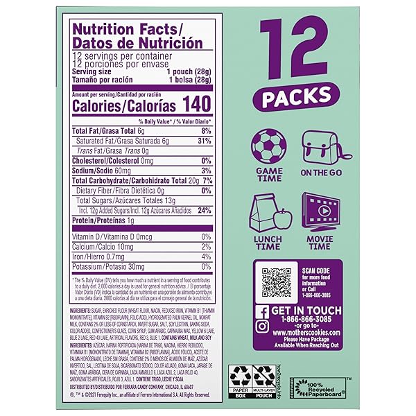 MOTHER’S SPARKLING MYTHICAL CREATURES COOKIES, 1 OZ INDIVIDUAL BAGS, 12 COUNT