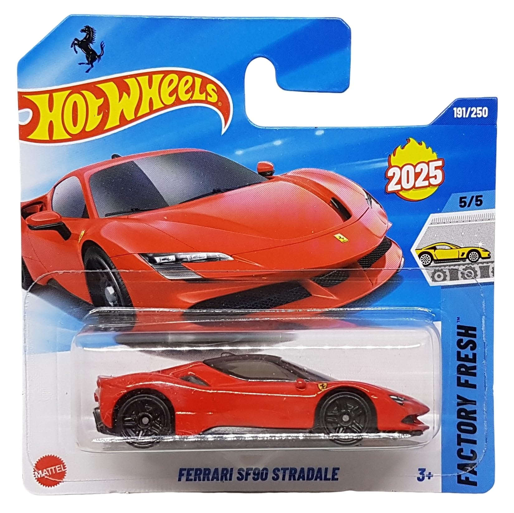 Hot Wheels Ferrari SF90 Stradale Super Sports Car - Factory Fresh 5/5 - Short Card - Red - Mattel 2025 - Licensed Model - 1:64