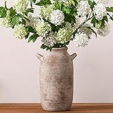 Large Flower Vase Home Decor - 12 inch Tall Ceramic Farmhouse Rustic Table Vases with Handle Living Room Decoration Decorative Modern Pottery for Floor Kitchen Shelf Coffee Dining Desk Fireplace