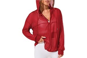 SweatyRocks Women's Zip Up Hoodie Sheer Mesh Hooded Workout Running Jackets