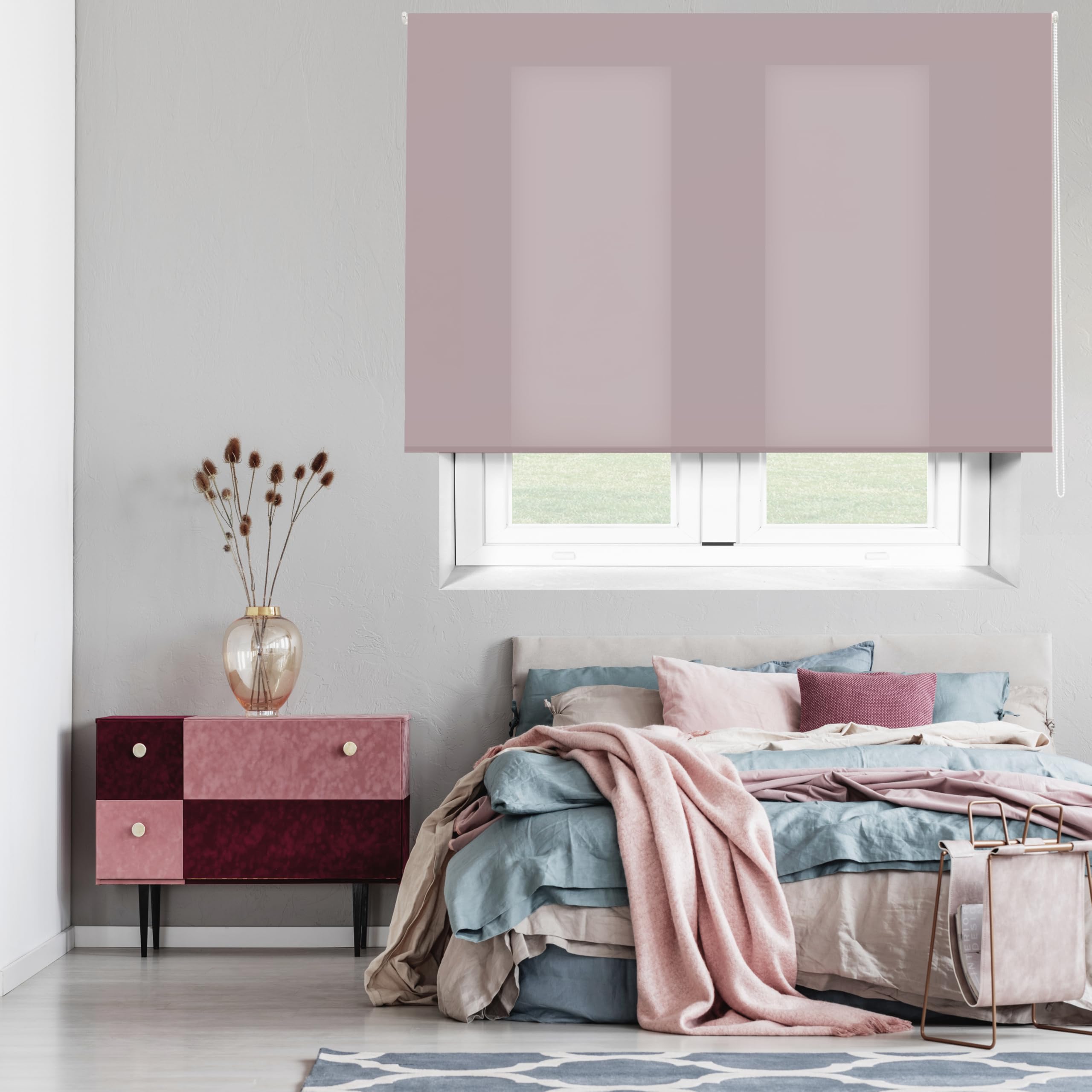 Blindecor Ara - Plain translucent roller blind, pastel violet, 100x175 cm (width x height)