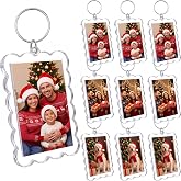 Cunno Clear Acrylic Photo Keychain Holders 2 x 3'' Photo Insert | Transparent Scalloped Edge, Picture Frame Blanks, Making Kit DIY Holiday Gifts, Crafting Christmas Presents for Friends