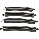 Bachmann Trains 22" Radius Curved Track 4PK Steel Rail - Roadbed HO Scale | Snap-Fit E-Z Track, 22&rdquo; Radius Curved Track (4/card), Steel Alloy Rail With Black Roadbed, 44403