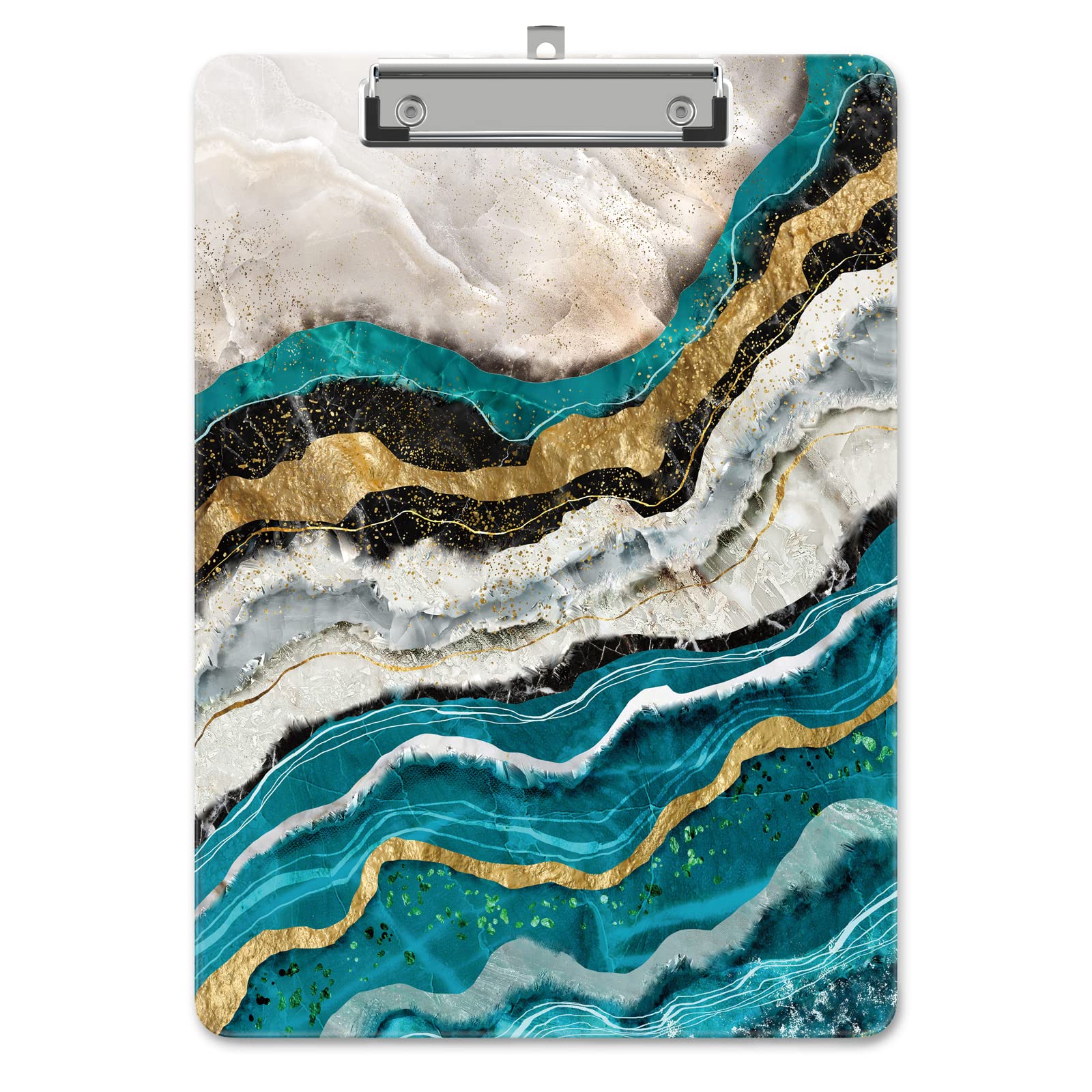 Piasoenc Plastic Clipboard, Cute Decorative Clip Board, 9 x 12.5 in, A4 Standard Office Clip Boards for Nurses, Students, Office, Ocean