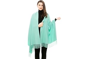 REEMONDE Womens Super Soft Pashmina Shawl and Wraps Winter Warm Plush Big Scarf (Aqua)