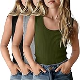 LessonZoo 3 Pack Girls Tank Tops Kids 5-14 Years Ribbed Athletic U Neck Sleeveless Undershirts Basic Camisole