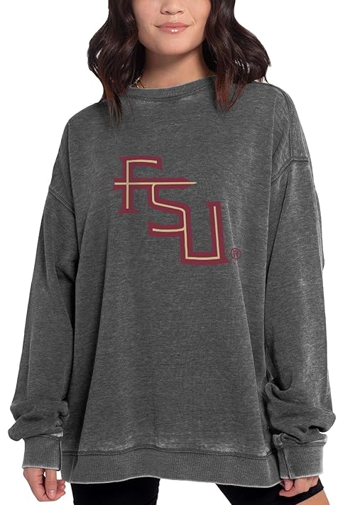 chicka-d NCAA Florida State Seminoles Womens Campus Pullover, Charcoal, X-Large (449_TC_PL)