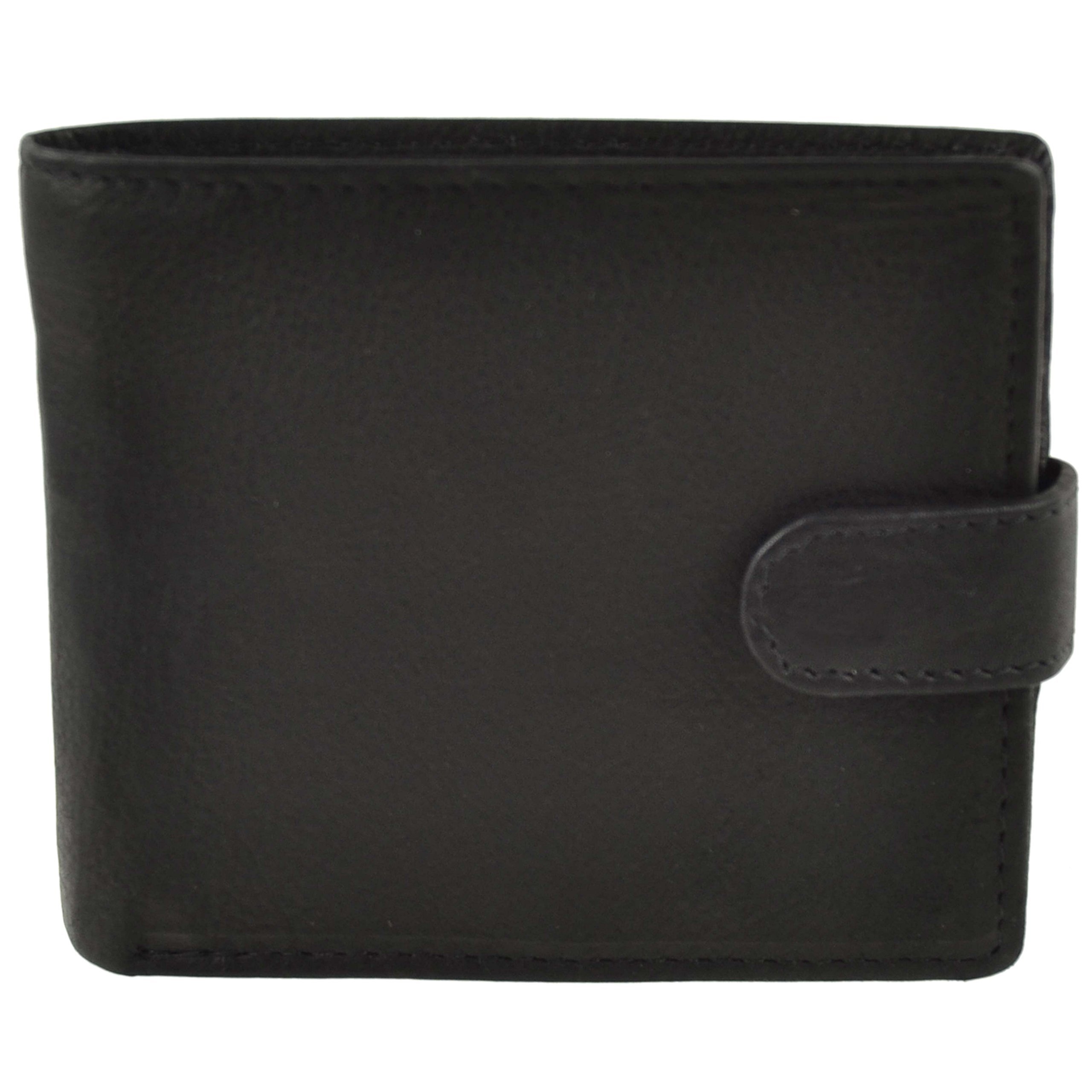 Woods Mens Leather Tabbed Bi-Fold Wallet Change Section Value Gift Box (Black)