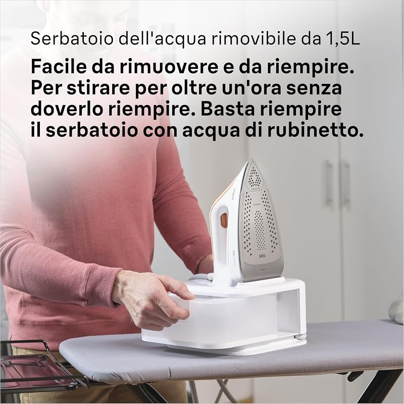 CareStyle Compact Pro IS2561WH Ferro da Stiro, Generatore di Vapore con Tecnologia FreeGlide 3D, Autospegnimento, Riscaldamento Rapido, Vapore 400 g/min, Serbatoio 1.5L, 2400W, Bianco/Arancione