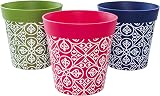 Hum Flowerpots 15cm Set of 3 Plastic Pots Green Pink Blue Maroc Indoors Outdoors