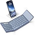 Samsers Foldable Bluetooth Keyboard with Touchpad,PU Leather Full-Size Wireless Folding Portable Travel Keyboard for iOS Android Windows Mac OS. Support 3 Devices (BT5.1 x 3), Blue
