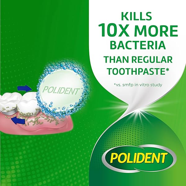 POLIDENT OVERNIGHT WHITENING ANTIBACTERIAL DENTAL APPLIANCE CLEANSER TABLETS, MOUTHGUARD CLEANING TABLETS, 90 COUNT