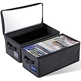 CCidea DVD Storage Box with Clear Window - 15.75" Foldable Media Organizer, Premium Zipper Closure, Holds 27+ DVDs, Dustproof Non-woven Fabric, Reinforced Handles & Label Slot (Black) (2)