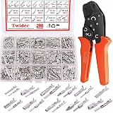 Twidec/290PCS Car Electrical Wire Terminal Pins Connector 1/1.5/1.8/2.2/2.8/3.5mm 21Type Auto Electric Connector Pins Terminal Non-Insulated Plug Removal Male Female Crimp Pins with Crimping Pliers