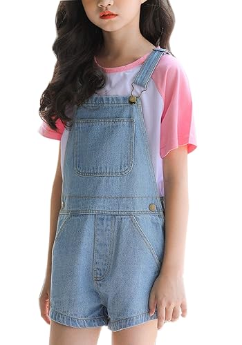 New Girls Kids Denim Dungaree Outfit Shorts Dress Jumpsuit Party