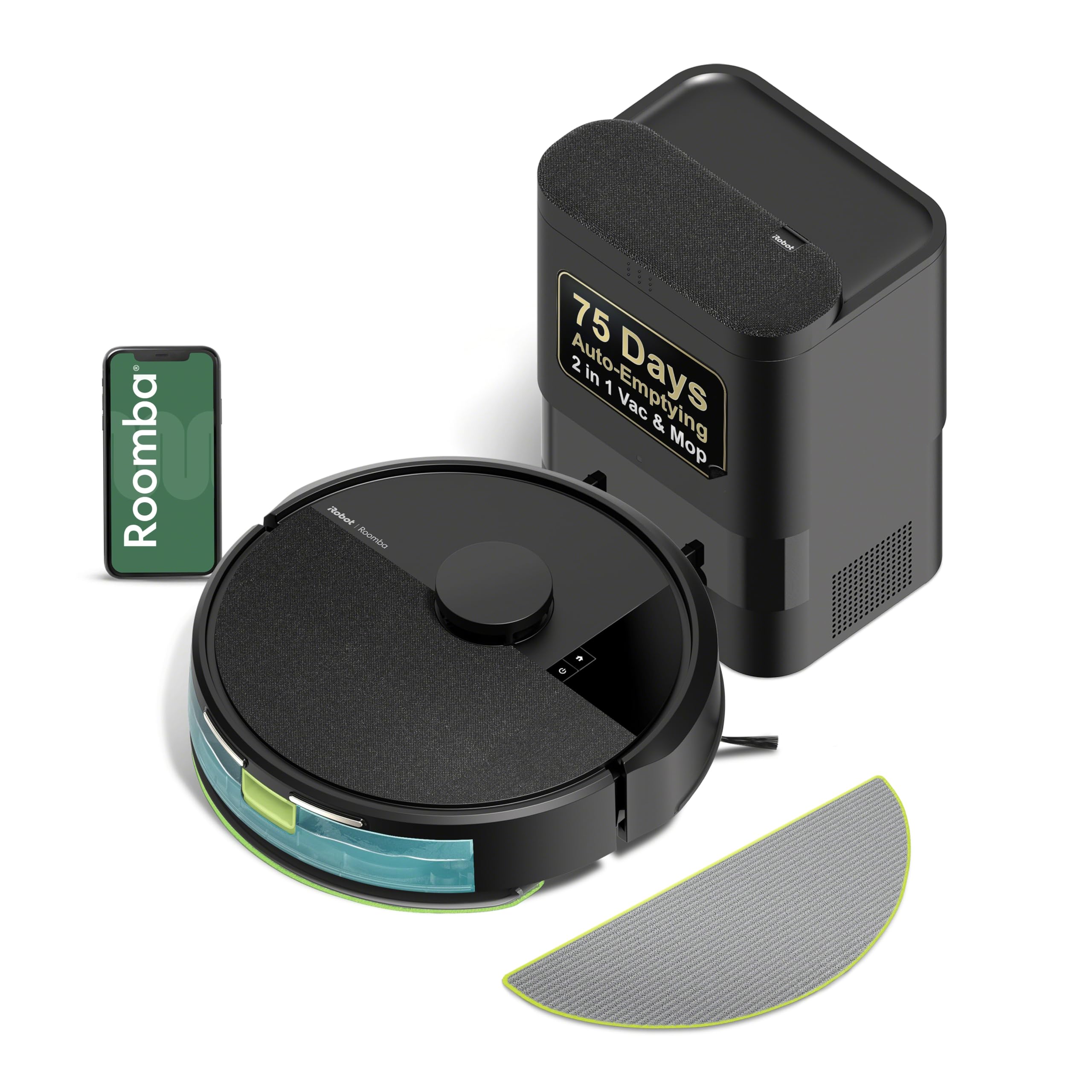 Photo 1 of iRobot Roomba 104 2in1 Vacuum & Mop Robot - Self-Empties for 75 Days, Intense Power-Lifting Suction, Vacuums All Floors, Ideal for Pet Hair, LiDAR Smart Navigation Mapping, Mops Hard Floors