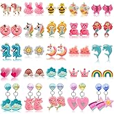 GreatMH 25 Pairs Kids Clip On Earrings for Girls Clip Earrings Party Favor Gift for Girls
