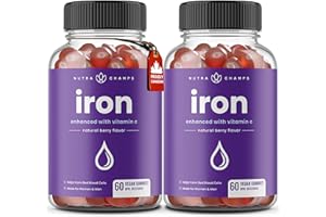 Iron Gummies 20mg Per Serving | Chewable Iron Supplement with Vitamin C for Gentle Absorption | For Women, Kids & Toddlers | 