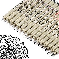 Muchcute Micro Fineliner Drawing Art Pens: 16 Black