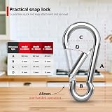 RAVN HAMAN 6x 80mm Carabiner Hooks 230kg Galvanised Steel Snap Lock Heavy Duty view 2