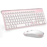 Wireless Keyboard Mouse, JOYACCESS 2.4G Compact and Ultra Slim Wireless Keyboard and Mouse for Windows, Computer, Desktop, PC, Laptop (Pink)