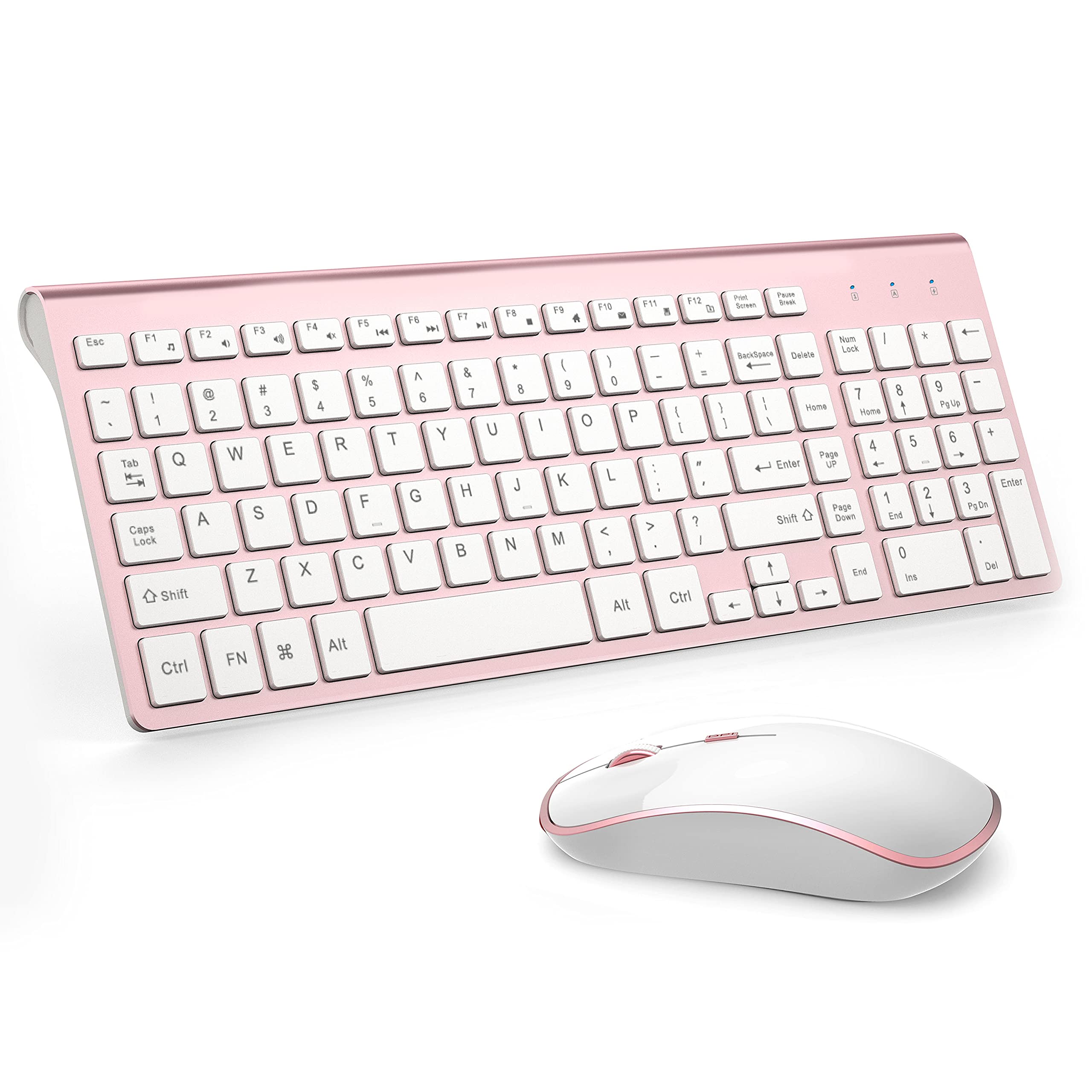 Wireless Keyboard Mouse, JOYACCESS 2.4G Compact and Ultra Slim Wireless Keyboard and Mouse for Windows, Computer, Desktop, PC, Laptop (Pink)