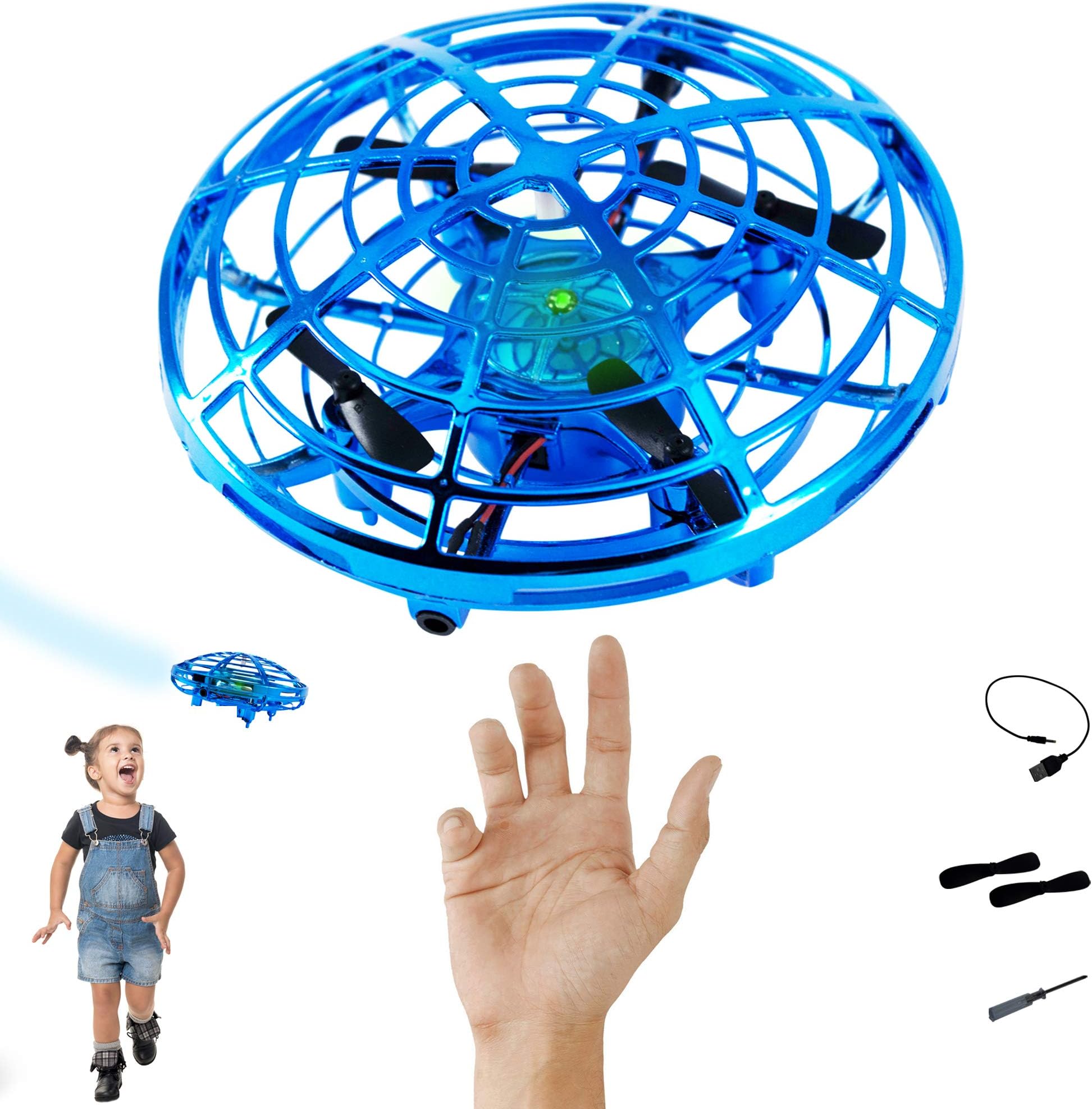 Hand Controlled Drones for Kids | Mini Drone | UFO Interactive Aircraft | Flying Ball | Alien Hovercraft | Indoor Pocket Hover Toy | Teens Adults Boys Girls Stem Toys | Hands Free Gadgets | Quadcopter