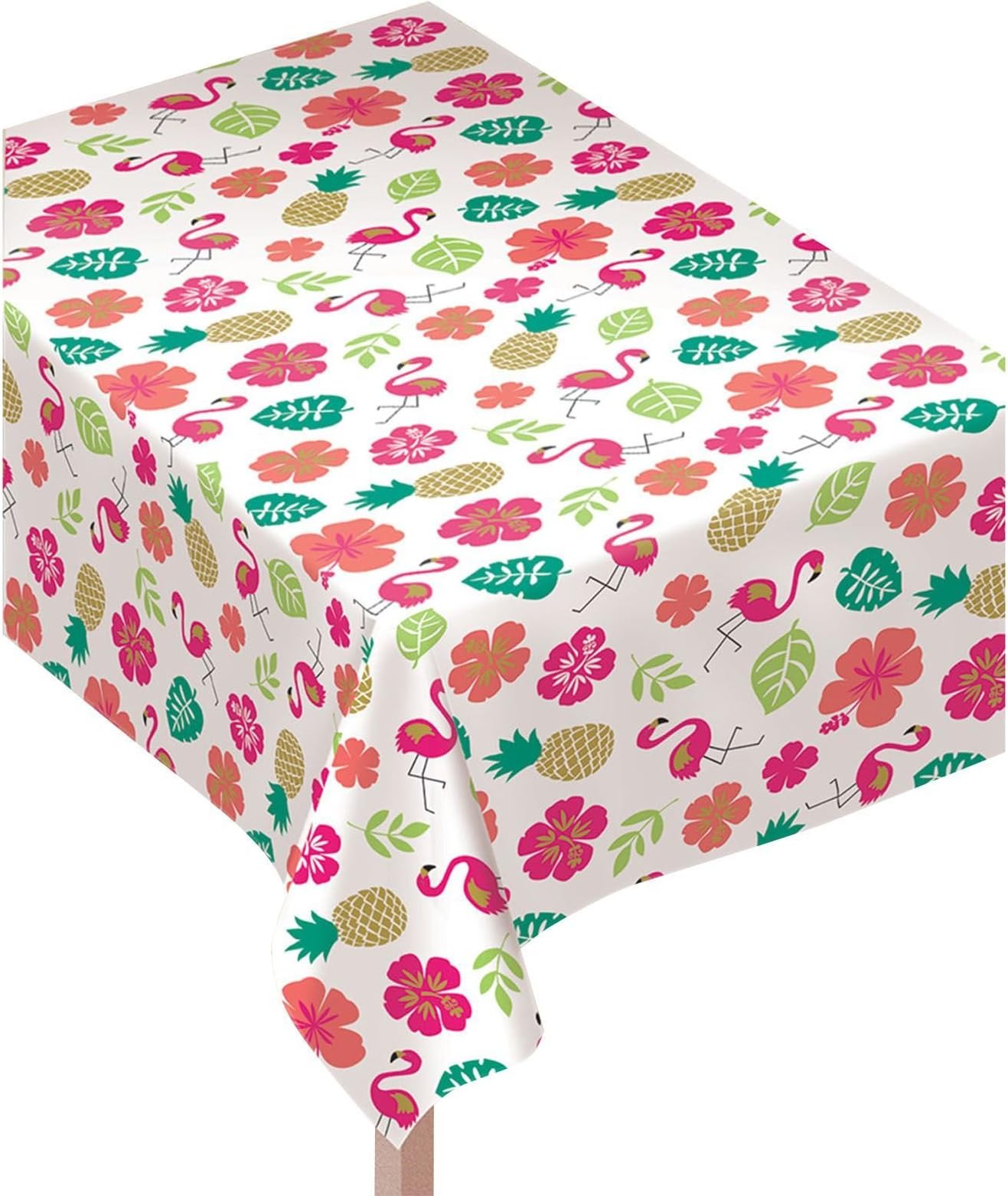Fancy Dress VIP1.32m x 2.28m Aloha Hawaiian Tiki Beach Flamingo Pineapple Flannel Backed Tablecloth Cover Party Decoration