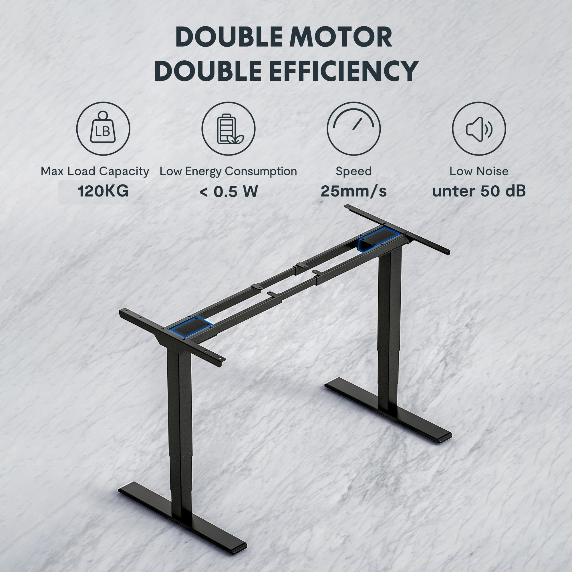 FLEXISPOT Elektrisch Höhenverstellbares Schreibtischgestell mit Dual-Motor & 3-stufigen Säulen, Sitz-Steh-Tisch Rahmen für Homeoffice & Büro, Höhenbereich 60–125 cm, mit USB-Port, EC5 Plus Schwarz 6