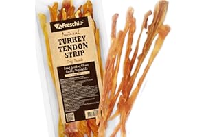 A FRESCHI SRL AFreschi Turkey Tendons for Dogs, USA-Sourced, Healthy Dog Treats, Rawhide-Free Puppy Chews, Long Lasting, All Natural, Hypoallergenic Dog Treats for Small Breeds, 3 oz Pack Strips