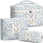 Birthday Gifts for Teen Girl Women, Personalized Initial Makeup Bag Quilted Cosmetic Bag Make Up Bags Travel Toiletry Bags Teen Girl Gifts Trendy Stuff Valentines Day Gift for Wife Mom Daughter Friend