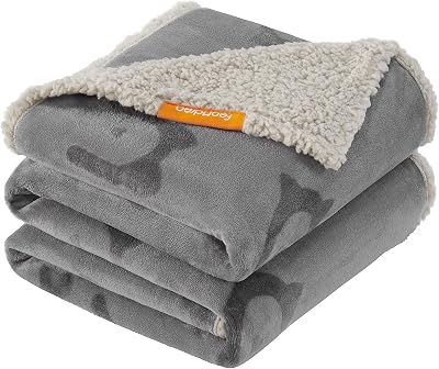 Feandrea Waterproof Sherpa Fleece Dog Blanket XL 152 x 127 cm Gray