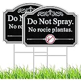 Do Not Spray Yard Signs in English and Spanish. 2 Pack 12.6" x 9.5" No Pesticide Garden Sign, No Spray Bilingual Plant Sign for Yard with Metal Stake, UV Protected, Weatherproof, Easy to Mount.