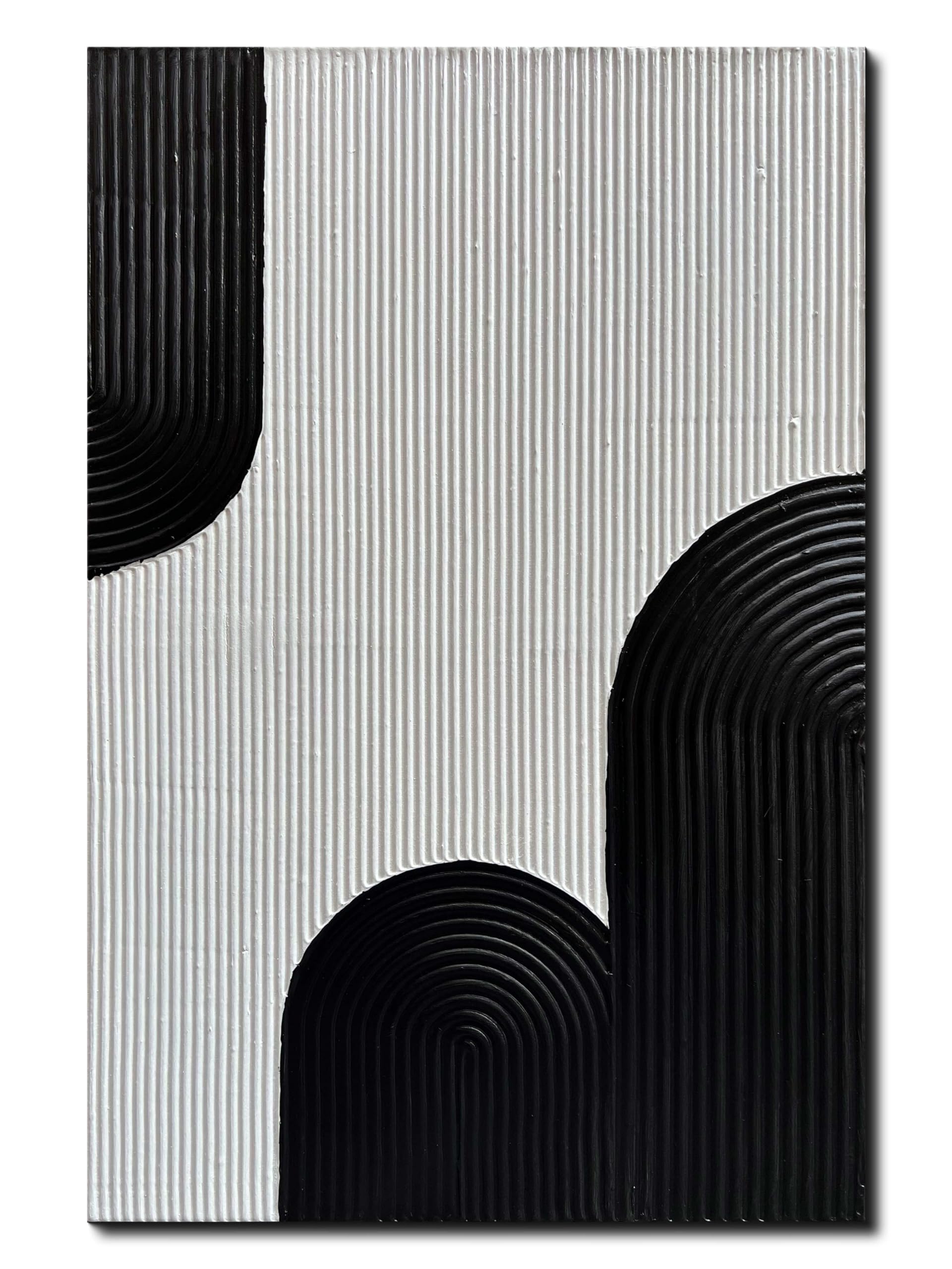 Photo 1 of ***FACTORY SEALED***Creespi Black and White Abstract Textured Wall Art 24x36 inch,Modern Minimalist Hand Painted Oil Painting On Canvas for Wall Decor