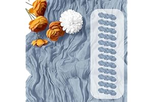 FANTEKE 12 Pack Dusty Blue Cheesecloth Table Runner 17 x 108 Inch Gauze Table Runner Fabric Semi Sheer Cheese Cloth Table Decor Bulk for Rustic Romantic Wedding Baby Shower Table Decoration