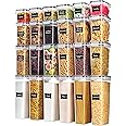 Vtopmart Airtight Food Storage Containers with Lids, 24 pcs, Black | For Cereal Pasta Snack Flour Sugar, BPA Free, Airtight S