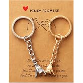 XLIUAX 2Pcs Pinky Promise Keychain, Matching Couple Keychain | Couple Key Chain Gift Set with Card for Boyfriend Girlfriend Long Distance Valentine's Day Anniversary Birthday
